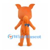 Orange Squirrel Mascot Costume with Cream Belly and Blue Tail Bow