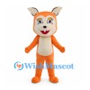 Orange Squirrel Mascot Costume with Cream Belly and Blue Tail Bow