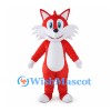 Red Fox Mascot Costume with Spiked White Cheeks and White Belly