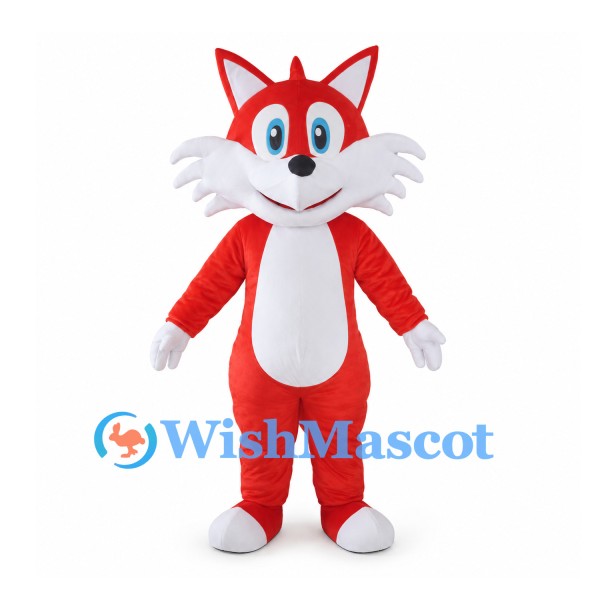 Red Fox Mascot Costume with Spiked White Cheeks and White Belly