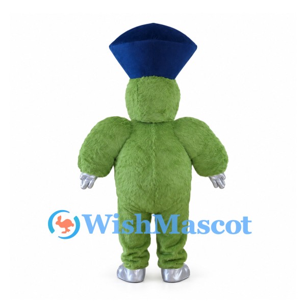 Green Bear Mascot Costume with Navy Hat Sunglasses and Silver Paws