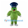 Green Bear Mascot Costume with Navy Hat Sunglasses and Silver Paws