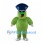 Green Bear Mascot Costume with Navy Hat Sunglasses and Silver Paws