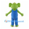Green Koala Mascot Costume with Blue Overalls