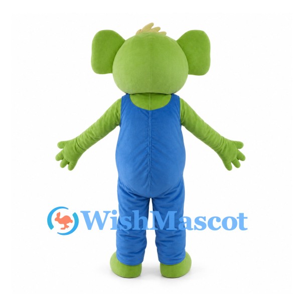 Green Koala Mascot Costume with Blue Overalls