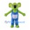 Green Koala Mascot Costume with Blue Overalls