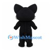 Black Cat Mascot Costume with Round White Eyes and Pink Paw Pads