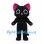 Black Cat Mascot Costume with Round White Eyes and Pink Paw Pads