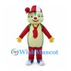 Green Clown Mascot Costume with Red Striped Cap and Neck Tie