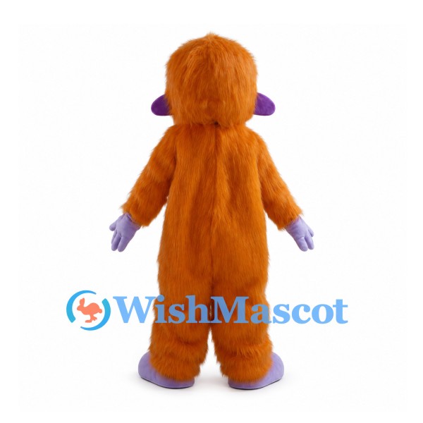 Orangutan Mascot Costume with Orange Fur and Purple Face