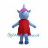 Blue Unicorn Mascot Costume with Black Sunglasses and Red Cape