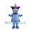 Blue Unicorn Mascot Costume with Black Sunglasses and Red Cape
