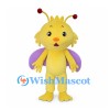 Yellow Butterfly Mascot Costume with Purple Wings and Red Tipped Antennae