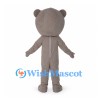 Bear Character Mascot Costume with Taupe Hood and Brown Bow Tie