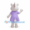 White Unicorn Mascot Costume with Lavender Dress