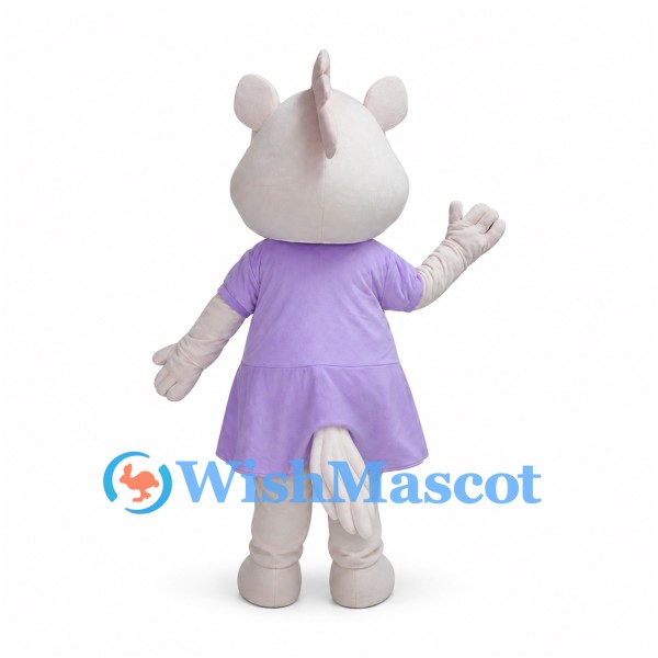White Unicorn Mascot Costume with Lavender Dress