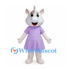 White Unicorn Mascot Costume with Lavender Dress