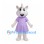 White Unicorn Mascot Costume with Lavender Dress