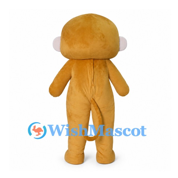 Golden Monkey Mascot Costume with Pink Bandana and Hair Flower