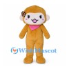 Golden Monkey Mascot Costume with Pink Bandana and Hair Flower