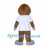 Brown Mole Mascot Costume with Round Glasses and White Shirt