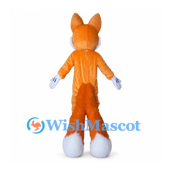 Orange Fox Mascot Costume with Two White Tipped Tails