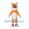 Orange Fox Mascot Costume with Two White Tipped Tails