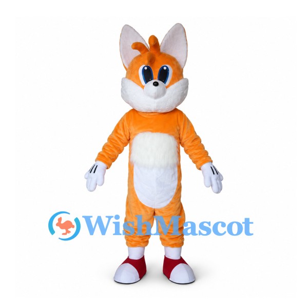 Orange Fox Mascot Costume with Two White Tipped Tails