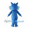 Blue Cat Mascot Costume with Spiked Light Blue Cheeks and White Belly