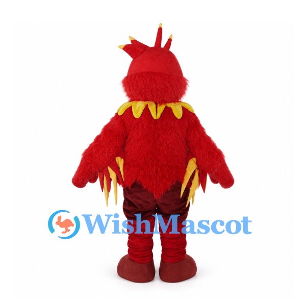 Red Fire Monster Mascot Costume with Yellow Spikes and Shaggy Body