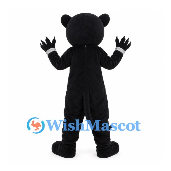 Black Cat Mascot Costume with Green Eyes and White Whiskers