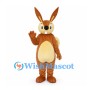 Brown Rabbit Mascot Costume with Cream Belly and Long Upright Ears