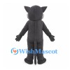 Gray Cat Mascot Costume with Green Eyes and Pale Belly