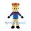 Horse Mascot Costume with Blue Shirt Red Mane and Yellow Hat