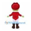Green Cowboy Mascot Costume with Red Hat and Jacket