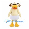 Duckling Mascot Costume with Headphones Scarf and White Eggshell
