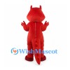 Red Dragon Mascot Costume with Long Tail and White Fangs