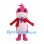 Pink Dinosaur Mascot Costume with Black Spots and Red Scarf