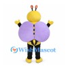 Bee Mascot Costume with Purple Wings and Black Yellow Stripes
