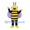 Bee Mascot Costume with Purple Wings and Black Yellow Stripes