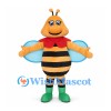 Bee Mascot Costume with Blue Wings Red Collar and Green Boots