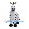 Zebra Mascot Costume with Four Legged Body and Black Mane