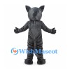 Gray Wolf Mascot Costume with White Belly and Blue Eyes