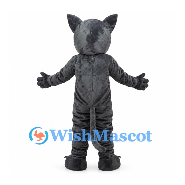 Gray Wolf Mascot Costume with White Belly and Blue Eyes