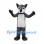 Gray Wolf Mascot Costume with White Belly and Blue Eyes