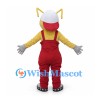 Ant Mascot Costume in Yellow with Red Overalls and White Cap