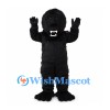 Black Gorilla Mascot Costume with Shaggy Fur and White Fangs