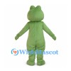 Green Frog Mascot Costume with Small Eyes and Wide Smile