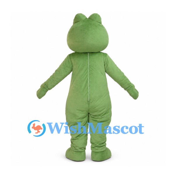 Green Frog Mascot Costume with Small Eyes and Wide Smile