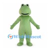 Green Frog Mascot Costume with Small Eyes and Wide Smile